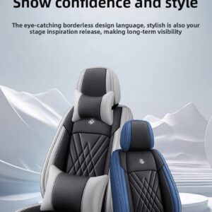 Luxury Premium All Season Quited PU Leather Waterproof Universal 5 Seater Fit Sedan Car Seat Cover with Pillows