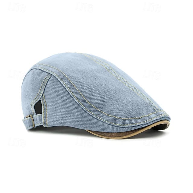 Vintage Denim & Leather Flat Caps - Image 2