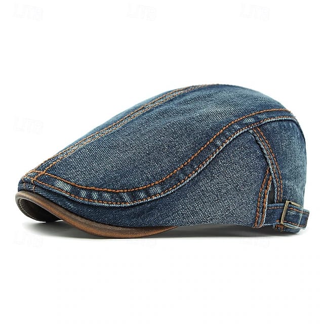 Vintage Denim & Leather Flat Caps - Image 3