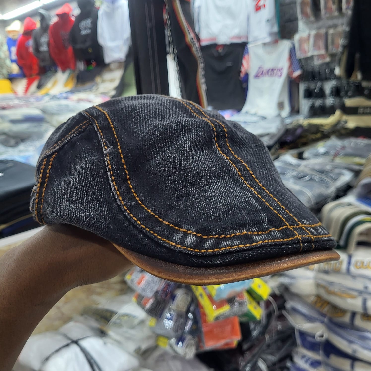 Vintage Denim & Leather Flat Caps - Image 4