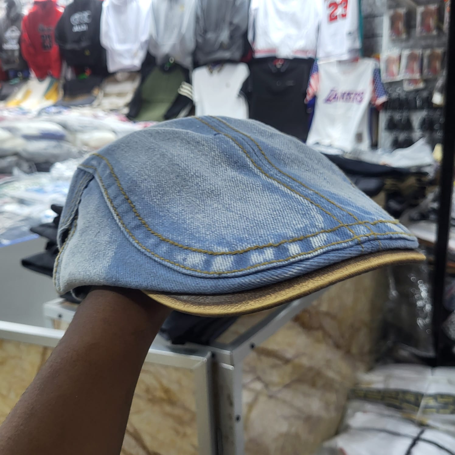 Vintage Denim & Leather Flat Caps - Image 5