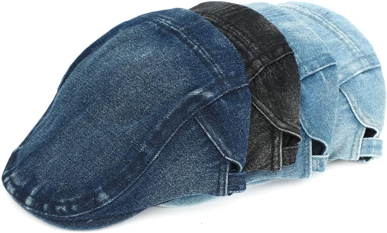 Vintage Denim & Leather Flat Caps - Image 7