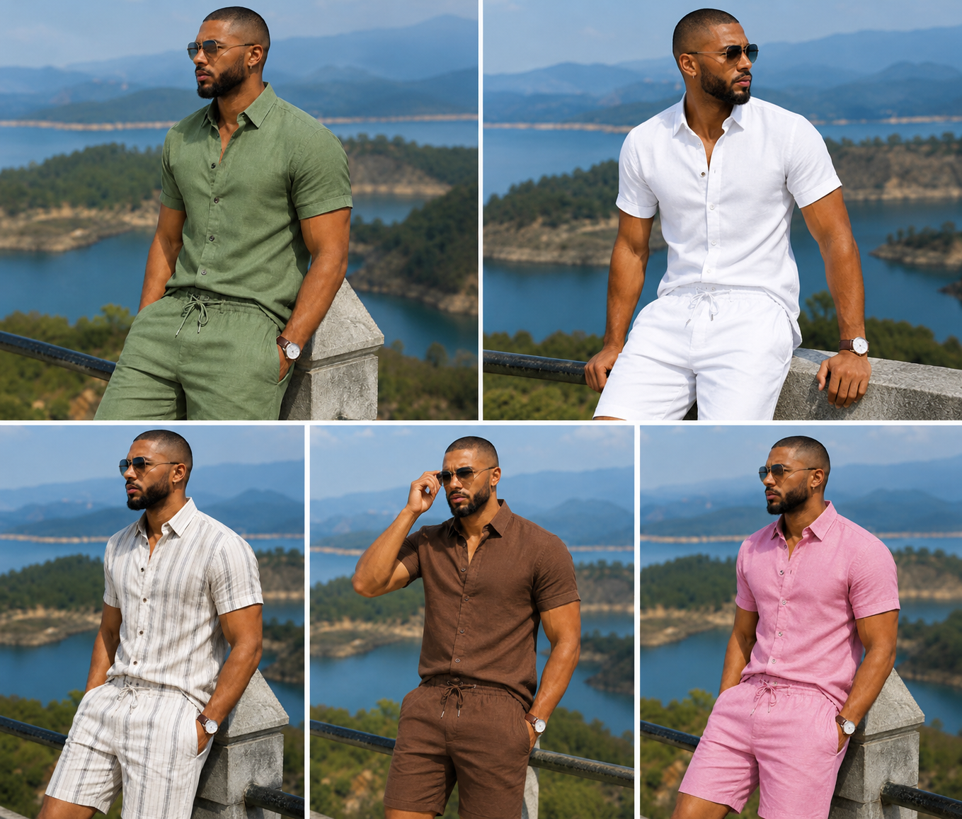 Luxe Linen Men’s 2-Piece Shirt & Shorts Set
