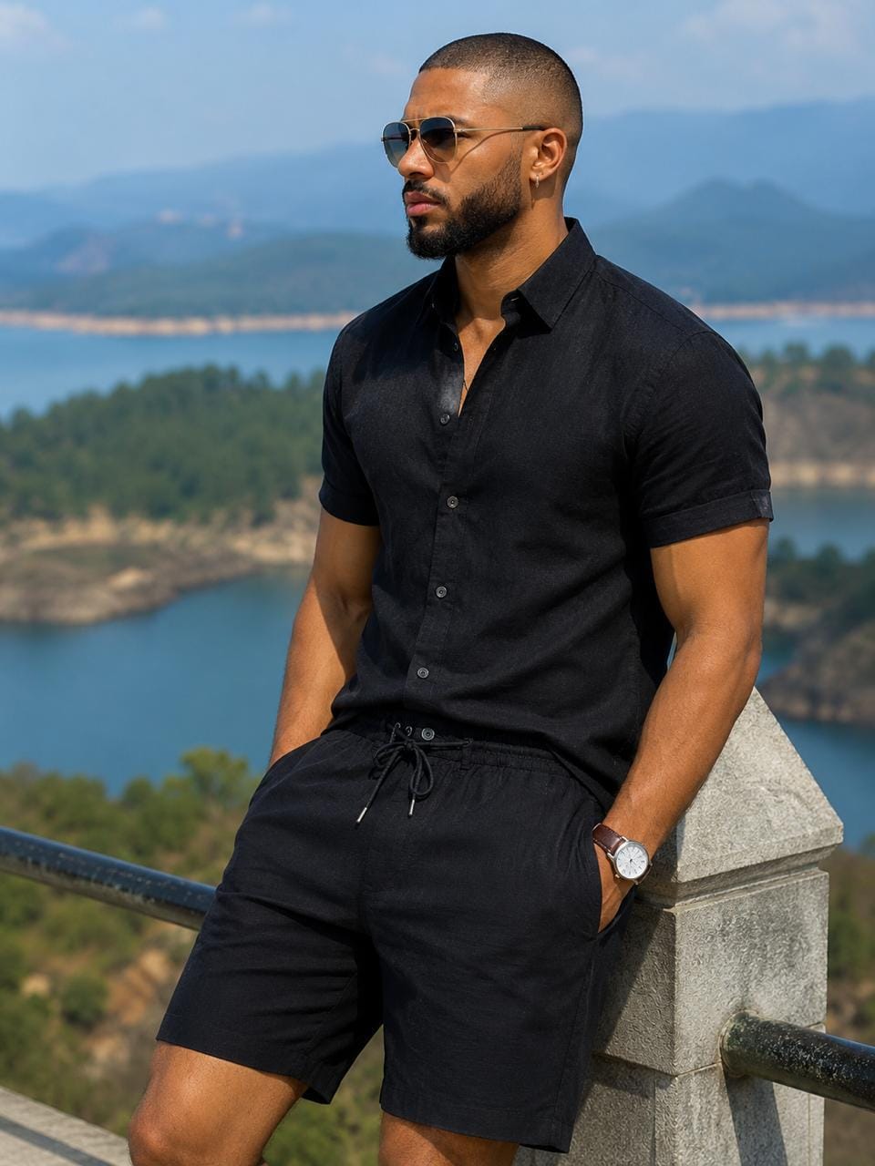 Luxe Linen Men’s 2-Piece Shirt & Shorts Set - Image 3