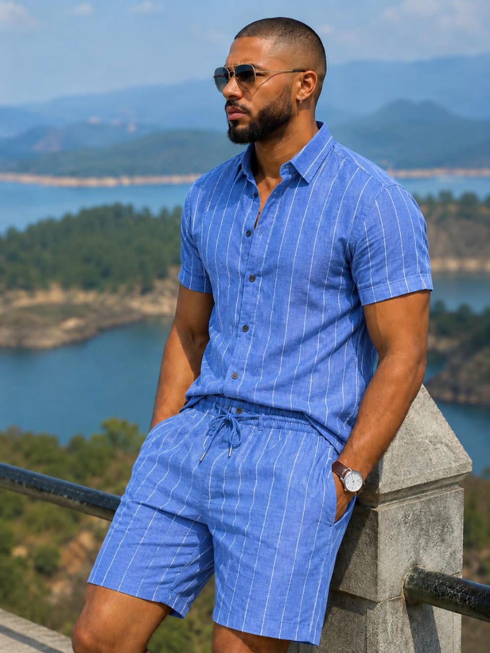 Luxe Linen Men’s 2-Piece Shirt & Shorts Set - Image 2
